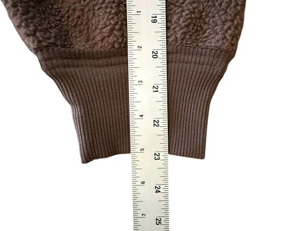Pilcro Anthropologie Half Zip Sherpa Fleece Pullover Chocolate Brown XL NWT - Image 13