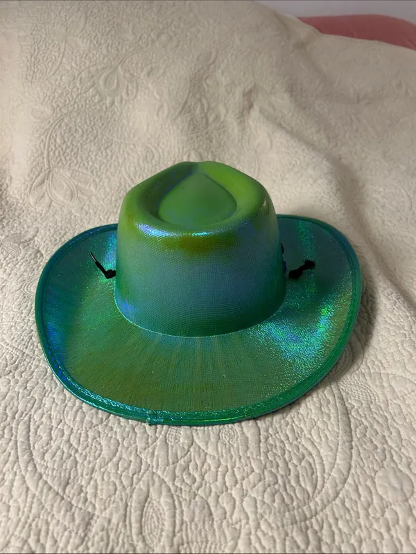 Iridescent Green Jeweled Women's Cowboy Hat - Image 3