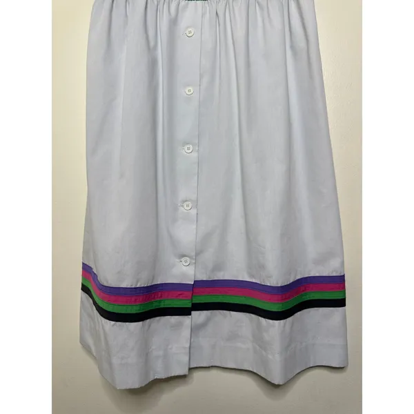 Vintage 70s Toni Petite Colorblock Midi Dress Green White Striped Vibrant Mod 8P - Image 2