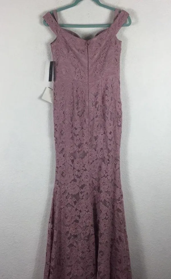 NWT Lulus Swept Up Maeve Pink Lace Off-the-Shoulder Mermaid Maxi Dress Medium - Image 15