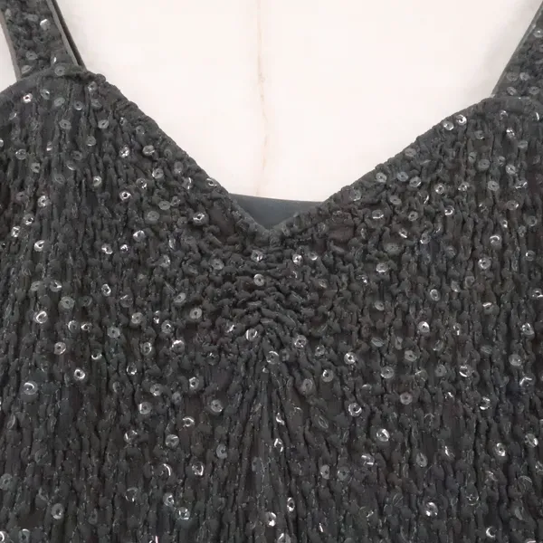Sara Mique Sequin Stretch Maxi Dress Womens Size S Slate Grey 90s Minimalist - Image 2