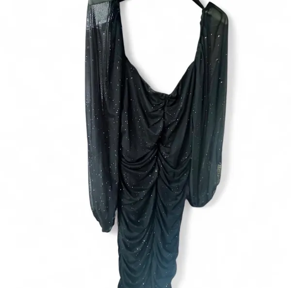 B Darlin Black bodycon homecoming dress with sleeves - Image 2