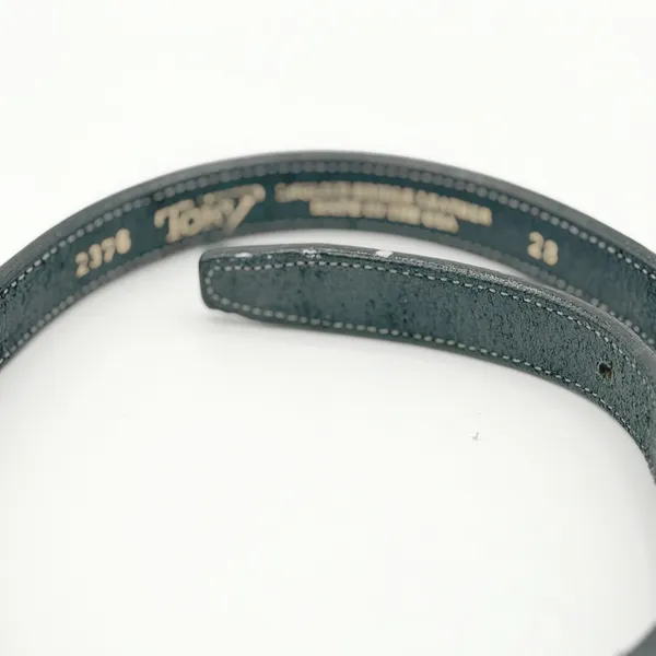 Tory Belt Womens 28 Black Leather Western Equestrian Brass Buckle Made in USA - Image 3