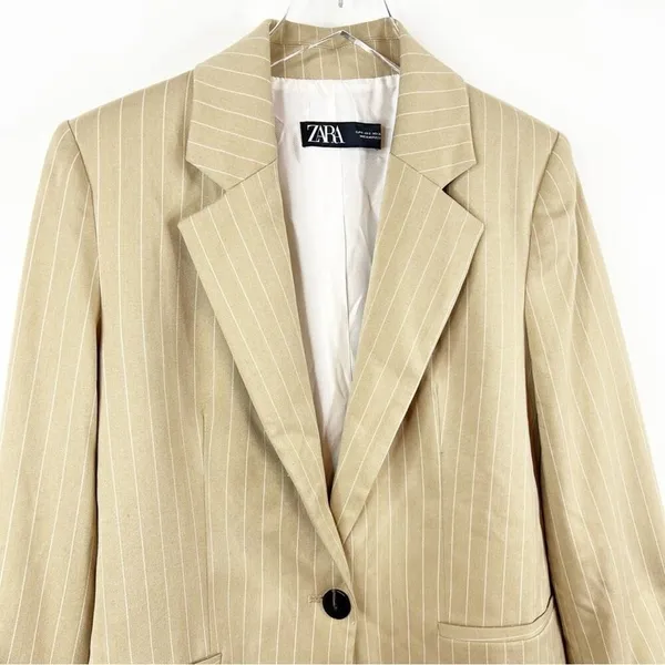 NEW ZARA Striped Oversized Menswear Inspired Blazer Women's‎ Size S Old Money - Image 5