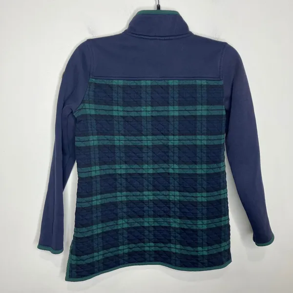 L.L. Bean quilted Mock‎ neck pullover sweatshirt blue green women's small petite - Image 9