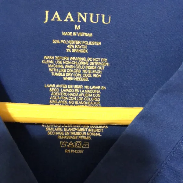JAANUU Women’s Blue Nurse Hospital Scrub Top Size Medium - Image 2