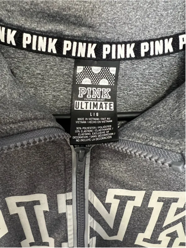 Victoria's Secret PINK Ultimate Grey Quarter Zip Athletic Pullover Top - Image 3