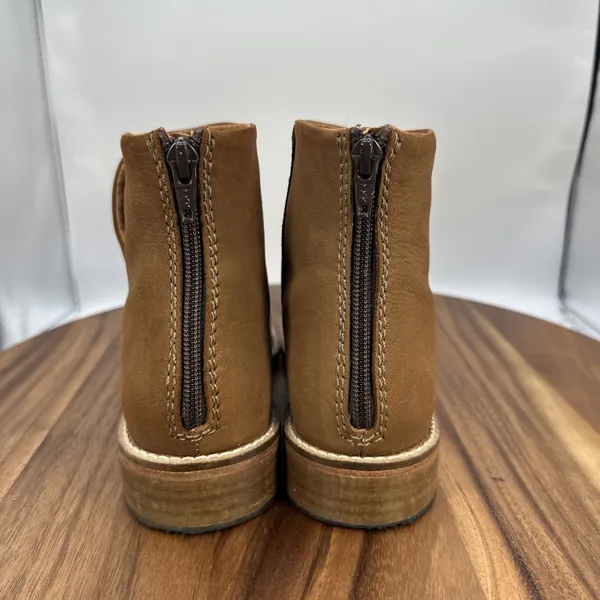 Free People Century Flat Boots Ankle Bootie Brown Leather Boho Women's 37 US 6.5 - Image 2