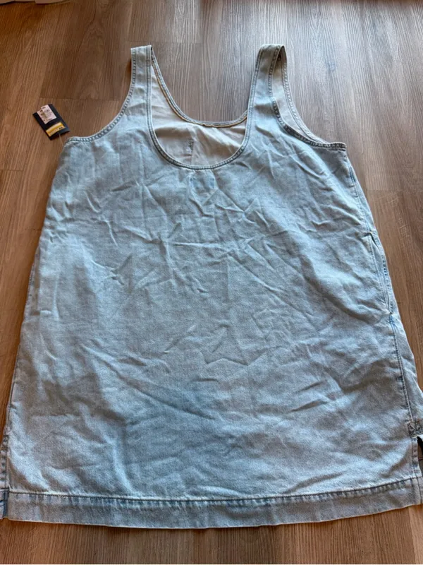 Light Blue Denim Tank Dress‎ with Pocket - Image 7