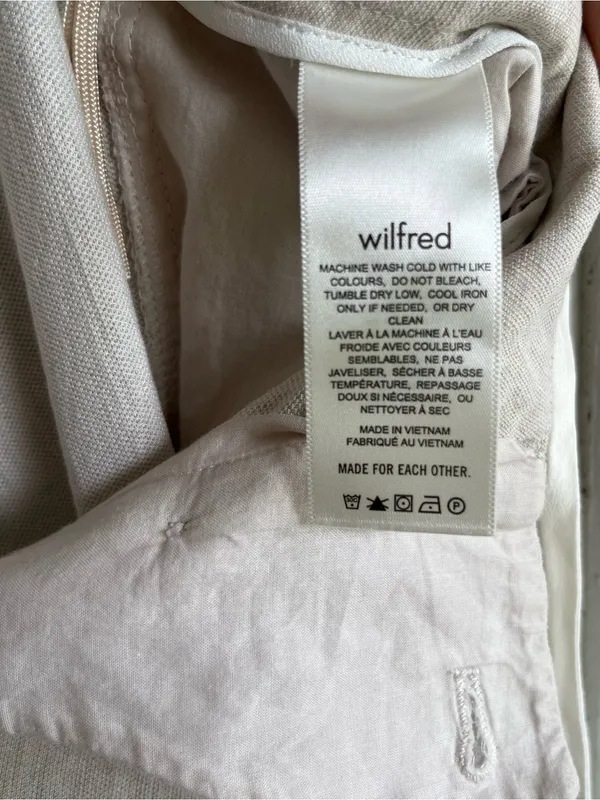Aritzia Wilfred Linen Blend Cropped Trousers in Cream Size S - Image 5