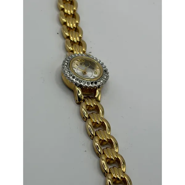 Womens Gold Tone Quartz Watch Rhinestone Bezel Base‎ Metal Japan Movement - Image 9