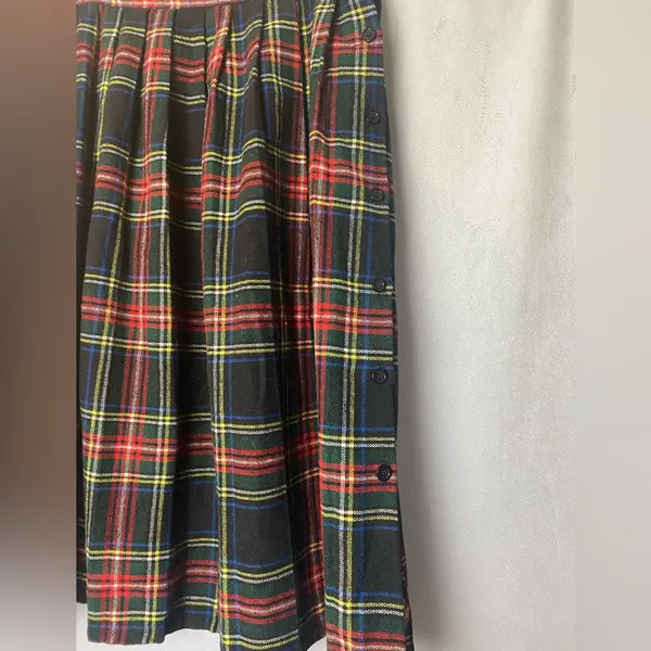 Vintage Sag Harbor Plaid Wool Midi Academia University Preppy Tartan Skirt - Image 2