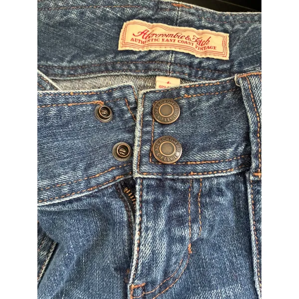 Y2K Abercrombie & Fitch Vintage Low Rise Flare Zipper Pocket Jeans Blue Size 4 - Image 7