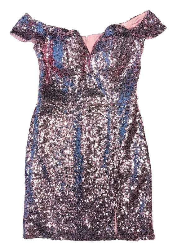 B. Darlin Silver Sequin Mini Dress Size 9/10 - Image 3