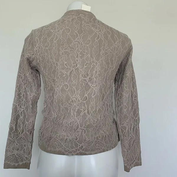 NEW Blue Life Light Beige Lace Zip Jacket Blazer Mandarin Collar jacket XS XSMAL - Image 8