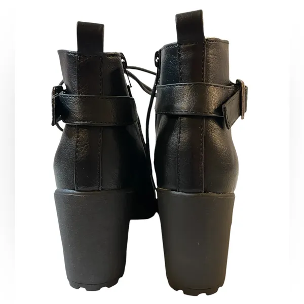 MADDEN GIRL Alexandra Black High Heeled Lace Up Combat Moto Boot NIB - Size 6 - Image 7