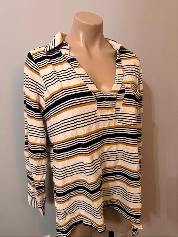 Free People Beach Breaker Tunic Stripe Ivory Black XS - Image 4