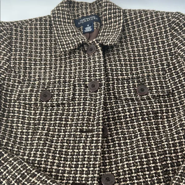 Jones New York Black and White Tweed Blazer - Image 4