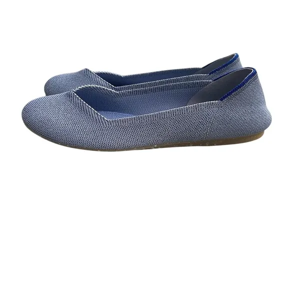 Rothy's The Flat Pointed Toe Knit Ballet Flats Womens Blue Slip-On Size 8 - Image 2