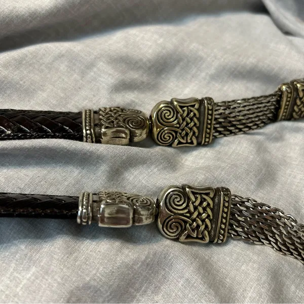 Black Brown Silver Metal Chain Link Ornate Dual Sided Belt Statement Festival - Image 13