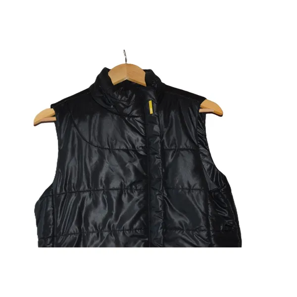 Lole Puffer Vest Women M Black Excellent Quilted Asymmetrical Snap High Neck - Image 2