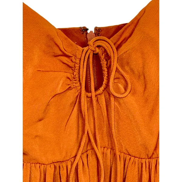 Abercrombie & Fitch Orange Lace Up V-Neck Sleeveless Mini Dress Womens Size S - Image 5