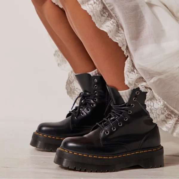 Dr. Martens Jadon Hi Polished Smooth Boots Leather Black 6 Platform Grunge Edgy - Image 2