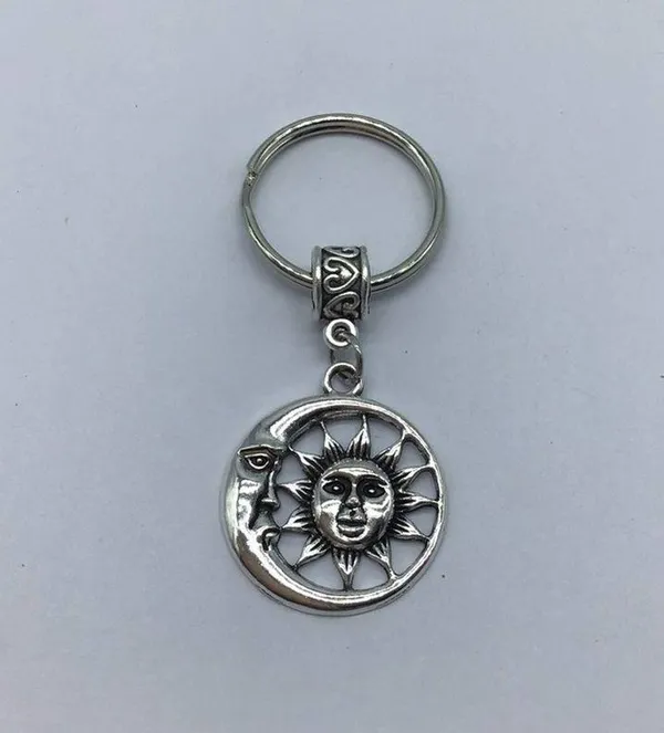 New sun and moon silver or gray dangle keychain - Image 13