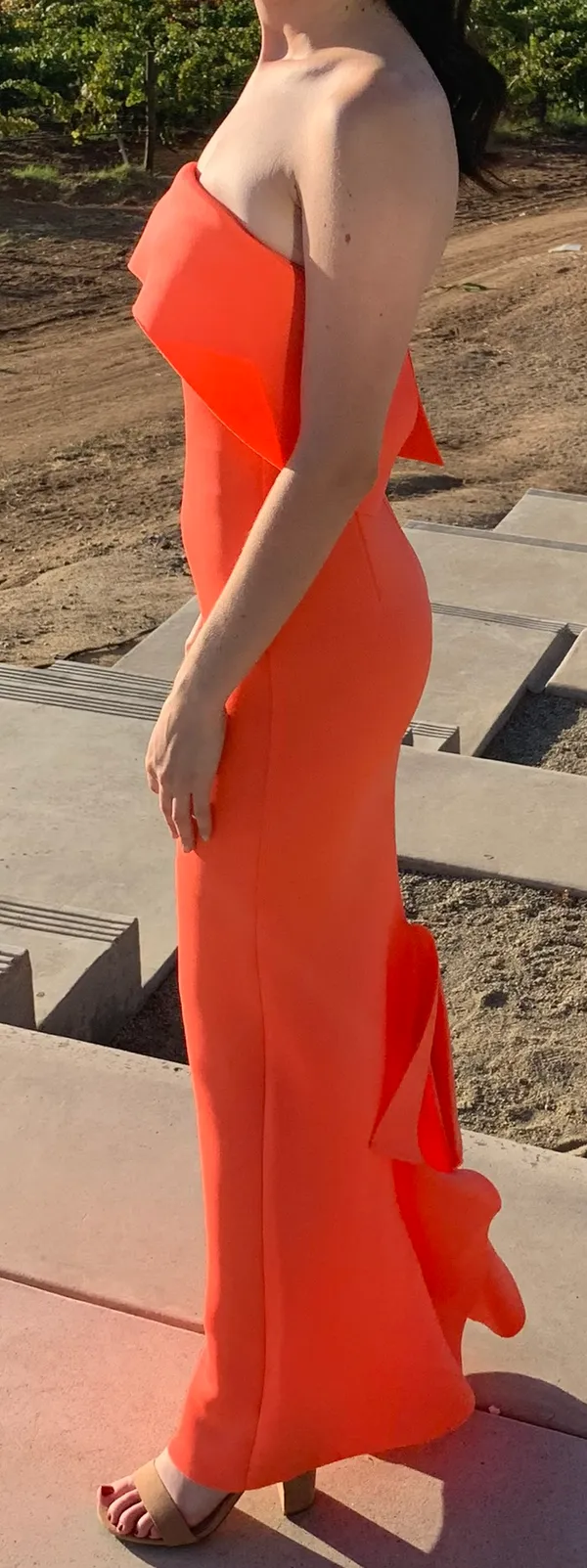 ASOS Orange Strapless Maxi Dress - Image 3