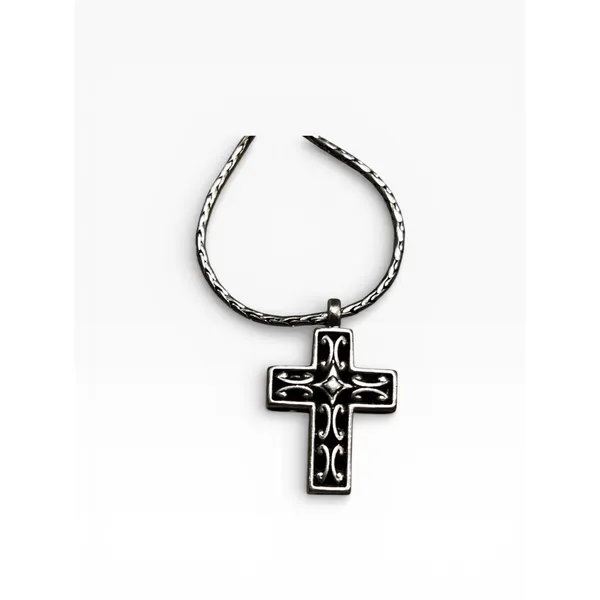 Brighton Seville‎ Cross Necklace Reversable Silver Gold 16" Two-Tone Scrollwork - Image 2