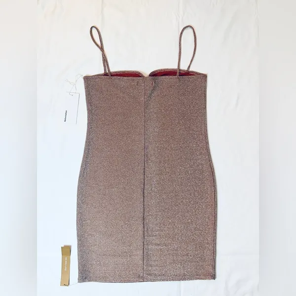 Reformation NWT Kyla Dress - Taupe Sparkle - M - Image 8