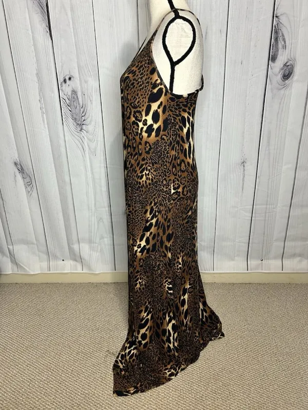 12PM By Mon Ami Maxi Dress Womens Sz S Spaghetti Strap Animal Print Knit - Image 4