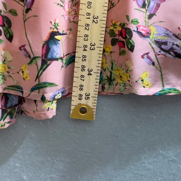 1709 | NWT Cottagecore Boho Floral Puff Sleeve Tie Back Mini Dress Pink Womens M - Image 6