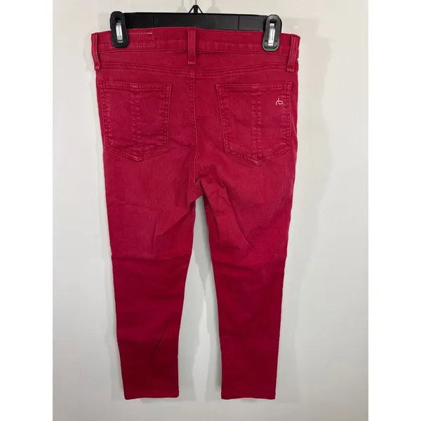 Rag & Bone High Rise Skinny Jeans Red‎ Size 28 Cropped Tencel Blend - Image 7