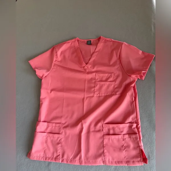 Women's NEW Salmon Colored Two Piece Scrub Set Size S #260763 - Image 12