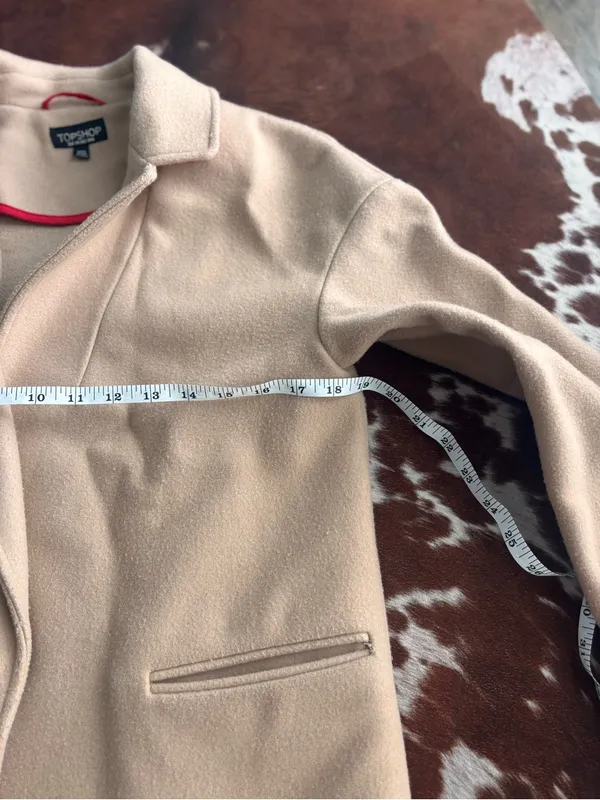 Topshop tan Long Tailored pea coat - Image 3