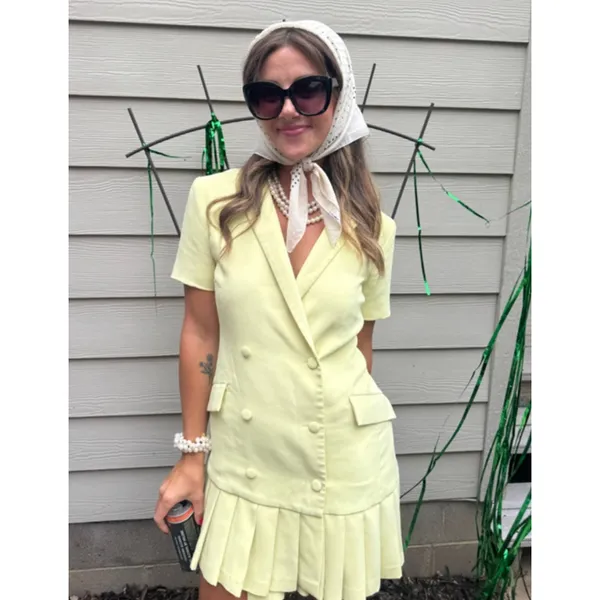 AMANDA UPRICHARD Mesha Short Sleeve Light Yellow Dress Size Medium - Image 5