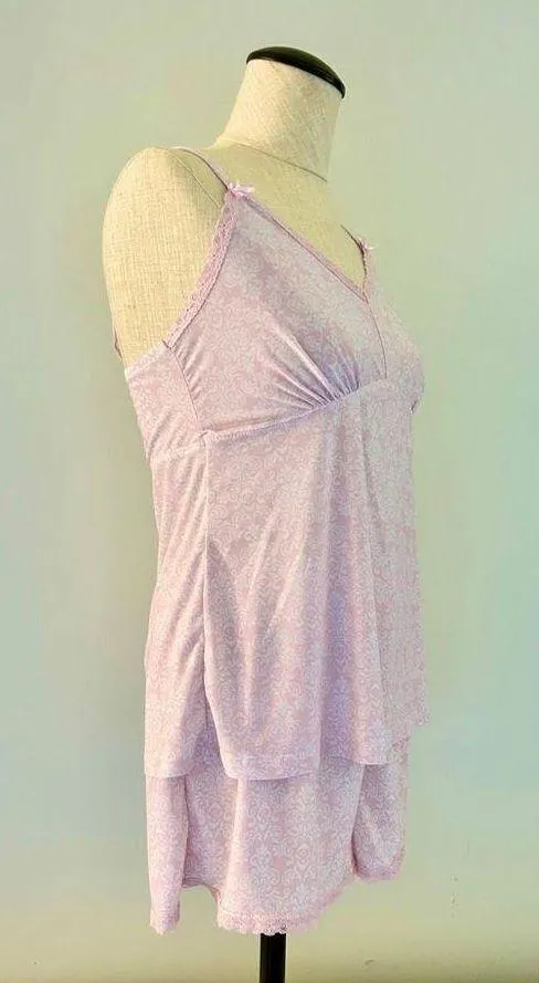 Rene Rofe 2 Piece Pajama Shorts Set Pink and White size Medium - Image 3