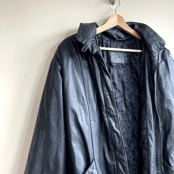 Jacqueline Ferrar genuine‎ leather jacket heavy vintage front pockets women's XL - Image 2