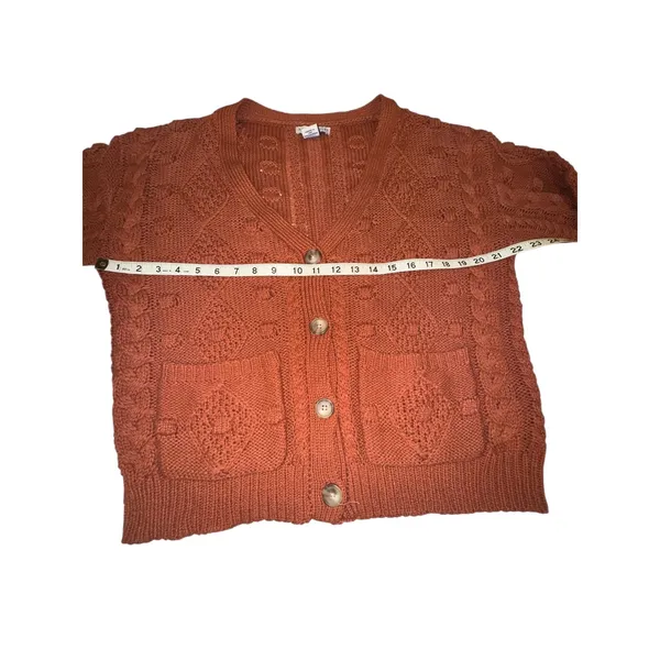 Sincerely Jules Rust Orange Cable‎ Knit Cardigan Sweater Women's Size Small NWOT - Image 5