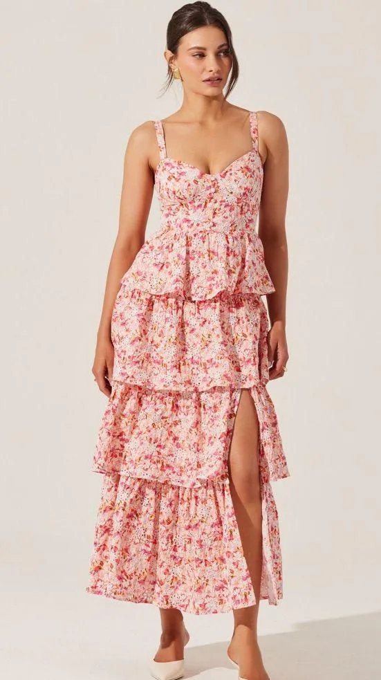 ASTR The Label Midsummer Eyelet Tiered Maxi Dress XS - Image 10