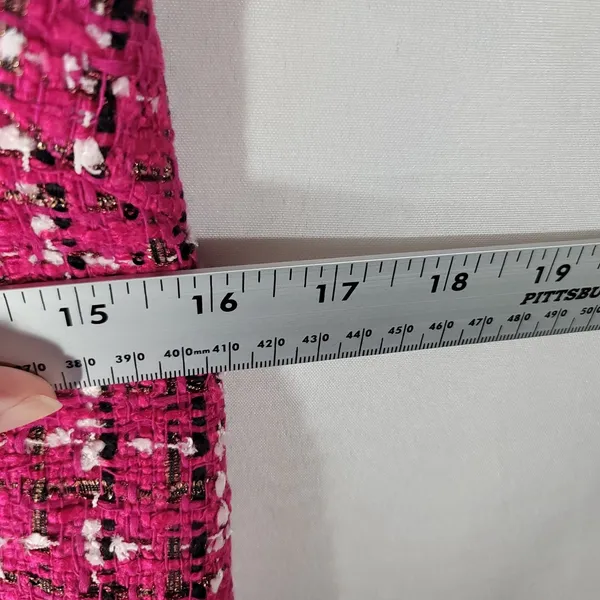 Kate Spade Size 2 NWOT Festive Tweed Mini Shift Dress Magenta Pink Fringe K9841 - Image 6