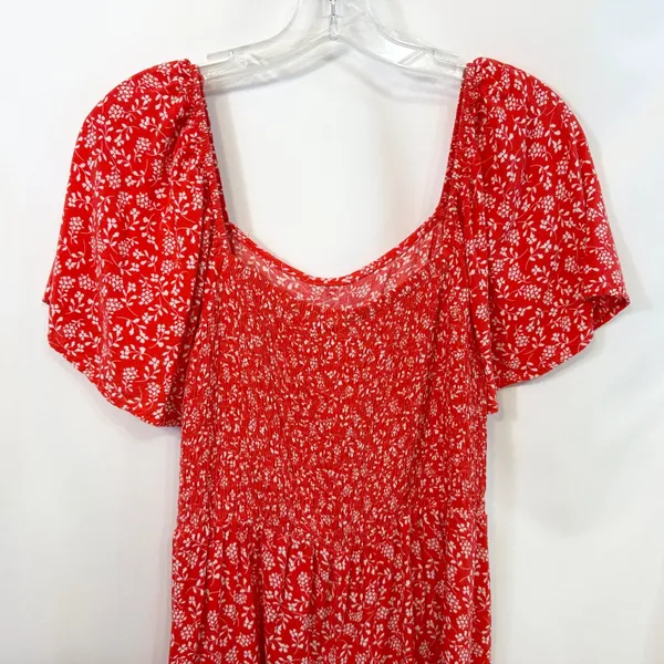 Luxology Large Jumpsuit Red Floral Wide‎ Leg Smocked Cottagecore Feminine 1200 - Image 7