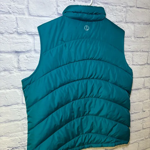 Lands End Turquoise Puffer Vest Down Feather Quilted Zip Up Womens XL 18 Outdoor - Image 11