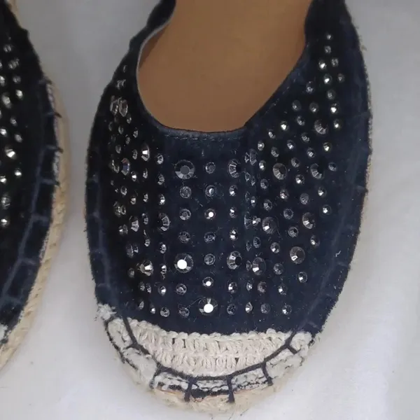 Bamboo black rattan espadrille boho casual chic sandals - Image 3