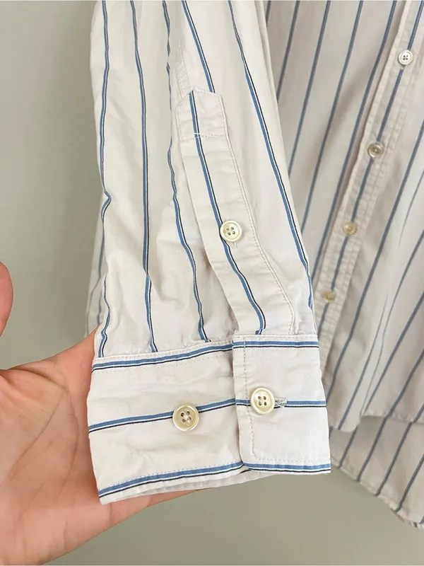 Aritzia Wilfred Organic Cotton‎ Relaxed Striped Poplin Button-Up Shirt Size XS - Image 5