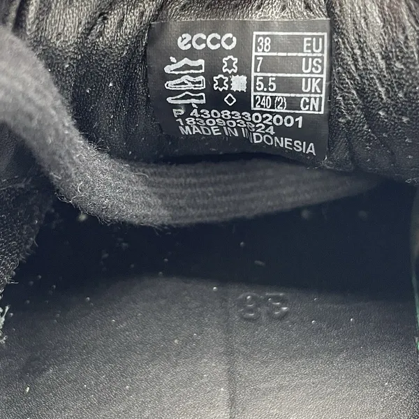 ECCO Womens Size 7 Shoes Black Soft‎ Perforated Leather Low Top Lace Up Sneakers - Image 6