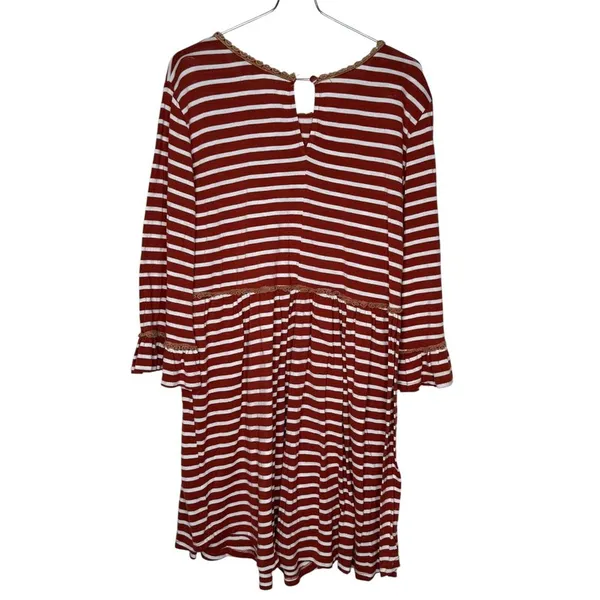 Jodifl Women's‎ Dress Flowy Ruffle Midi Striped Long Bell Sleeve Stretch Medium - Image 7