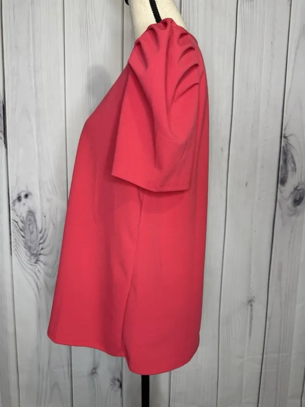 Jodifl Womens Sz Large Coral V-Neck Puff Sleeve Blouse Top - Image 12