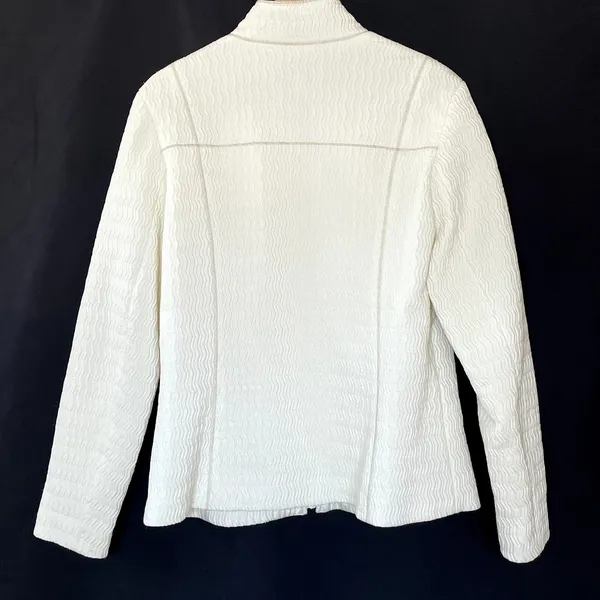 Pendleton white quilted full zip jacket pockets nylon blend women's size L spot - Image 10